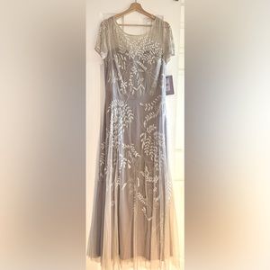 Beaded gray formal maxi dress size 14 JS Collections